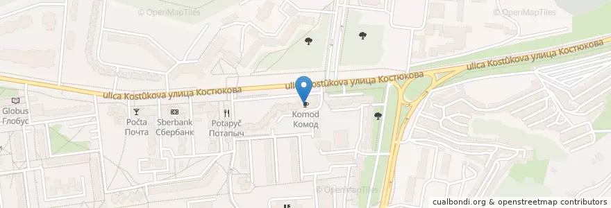 Mapa de ubicacion de Комод en Rússia, Distrito Federal Central, Oblast De Belgorod, Белгородский Район, Городской Округ Белгород.
