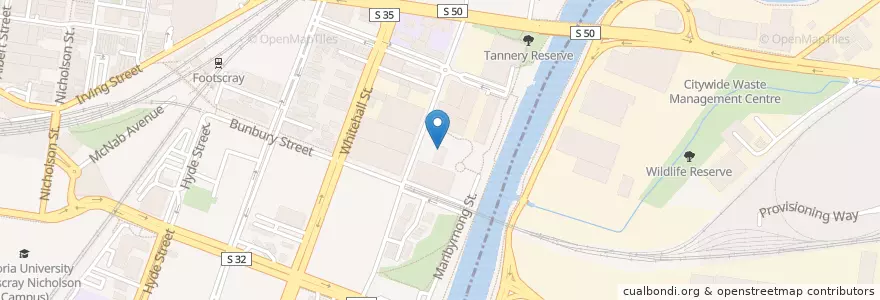 Mapa de ubicacion de Happy River Cafe en 오스트레일리아, Victoria, City Of Maribyrnong, City Of Melbourne.
