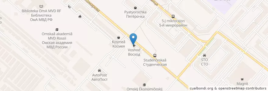 Mapa de ubicacion de Восход en ロシア, シベリア連邦管区, オムスク州, オムスク地区, オムスク管区.