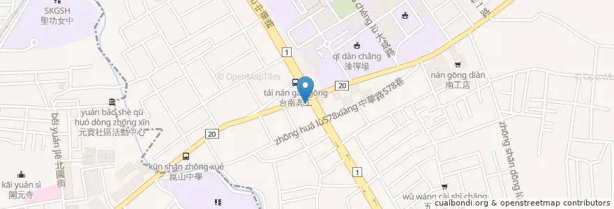 Mapa de ubicacion de 複合式 夜宵 早点 en Taiwan, Tainan, Yongkang.