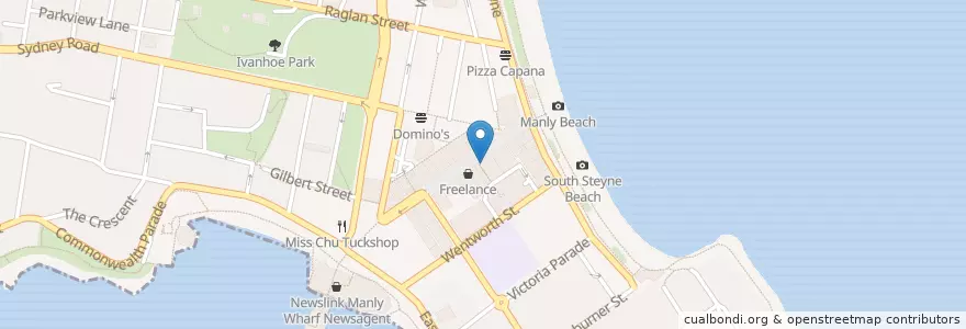 Mapa de ubicacion de Hungry Jack's en أستراليا, نيوساوث ويلز, Sydney, Northern Beaches Council.