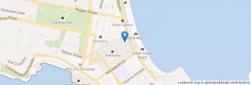 Mapa de ubicacion de Manly Seaside Kebabs en أستراليا, نيوساوث ويلز, Sydney, Northern Beaches Council.