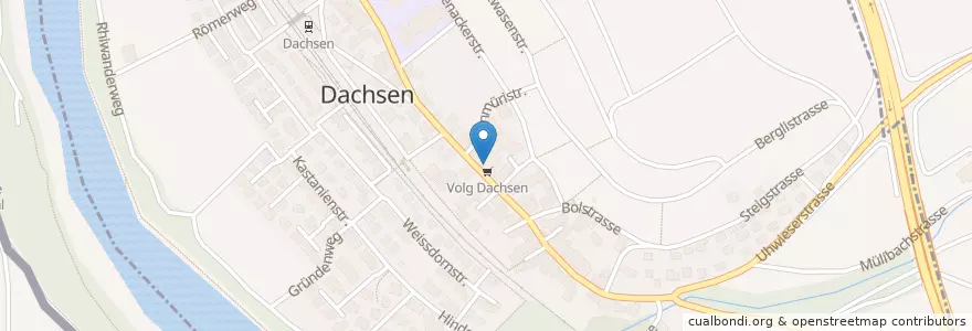 Mapa de ubicacion de Postagentur Dachsen (im Volg) en Schweiz, Zürich, Bezirk Andelfingen, Dachsen.