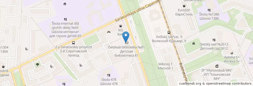 Mapa de ubicacion de Детская библиотека №81 en Rusland, Centraal Federaal District, Moskou, Юго-Восточный Административный Округ, Район Текстильщики.