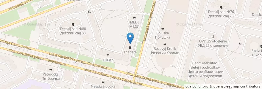 Mapa de ubicacion de Алхимик en Russland, Föderationskreis Nordwest, Oblast Leningrad, Sankt Petersburg, Приморский Район, Округ № 65.