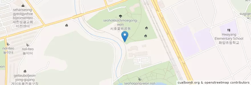 Mapa de ubicacion de 꽃뫼공원 벤치1 en Республика Корея, Кёнгидо, Сувон, 팔달구.