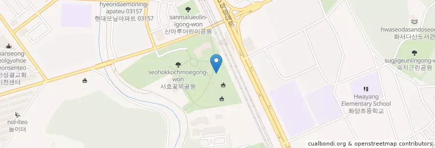 Mapa de ubicacion de 꽃뫼공원 벤치2 en Zuid-Korea, Gyeonggi-Do, 수원시, 팔달구.