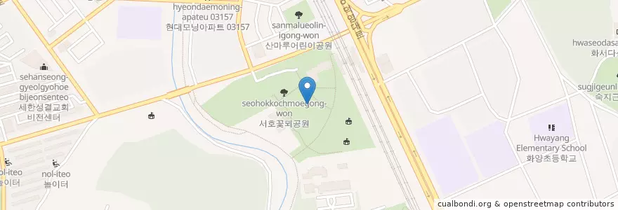 Mapa de ubicacion de 꽃뫼공원 벤치3 en Corea Del Sud, Gyeonggi, 수원시, 팔달구.