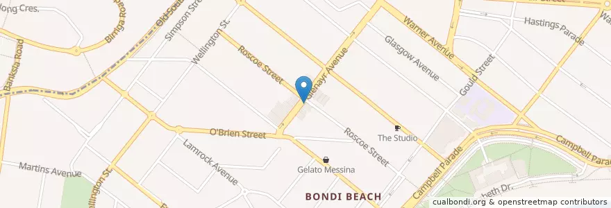 Mapa de ubicacion de Bondi Tony's & Atti's Burger Joint en Australië, Nieuw-Zuid-Wales, Waverley Council, Sydney.