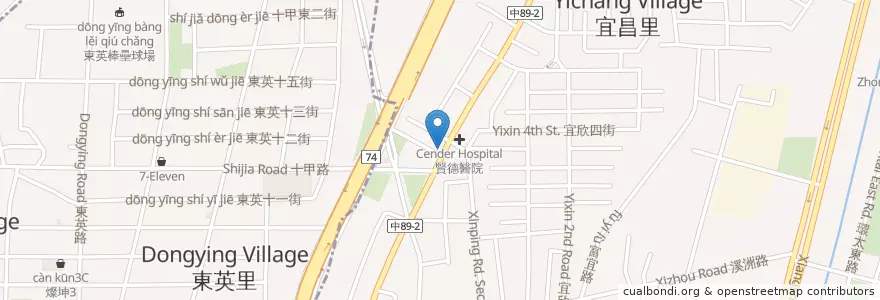 Mapa de ubicacion de 彭城堂台客料理 en 타이완, 타이중 시, 타이핑구.