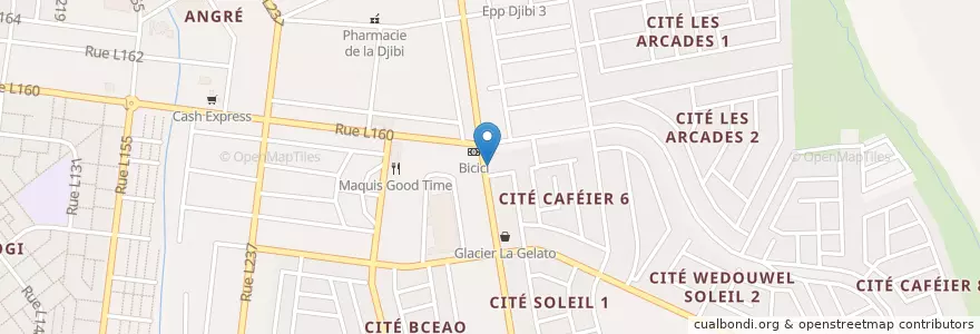Mapa de ubicacion de Restaurant Chawarma en Côte D'Ivoire, Abidjan, Cocody.