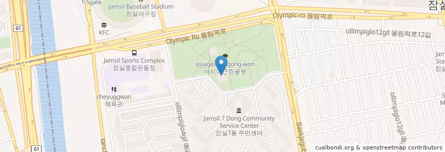 Mapa de ubicacion de 송파문화원 en Zuid-Korea, Seoel, 강남구, 송파구, 잠실7동.