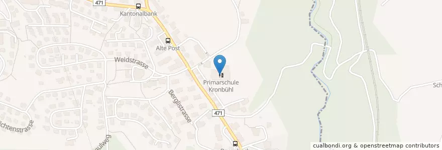 Mapa de ubicacion de Primarschule Kronbühl en İsviçre, Sankt Gallen, Wahlkreis St. Gallen, Wittenbach.