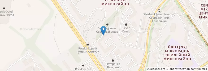 Mapa de ubicacion de Сквер en Rusland, Centraal Federaal District, Oblast Belgorod, Старооскольский Городской Округ.
