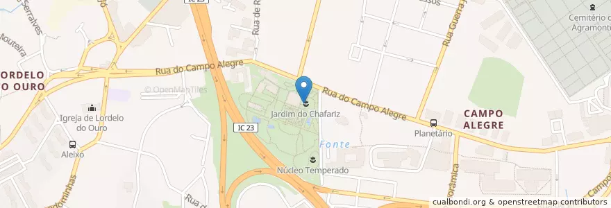 Mapa de ubicacion de Rapaz de Bronze en پرتغال, Norte, Área Metropolitana Do Porto, Porto, Porto, Lordelo Do Ouro E Massarelos.
