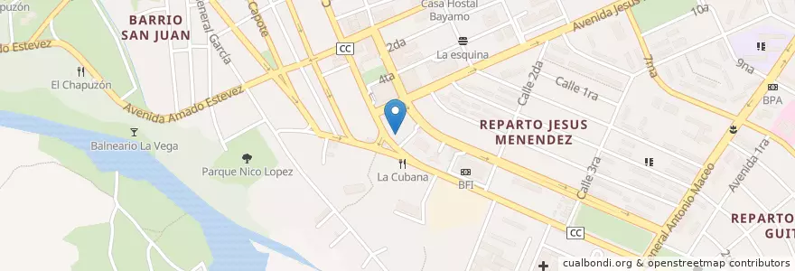 Mapa de ubicacion de Cafeteria El Viajero en Küba, Granma, Bayamo, Ciudad De Bayamo.