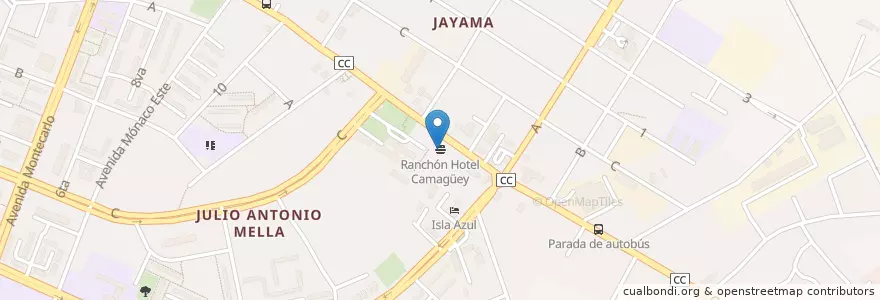 Mapa de ubicacion de Ranchón Hotel Camagüey en Cuba, Camagüey, Camagüey, Ciudad De Camagüey.
