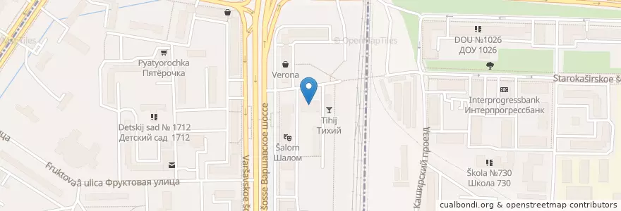 Mapa de ubicacion de Шалом en Rusland, Centraal Federaal District, Moskou, Южный Административный Округ, Нагорный Район.