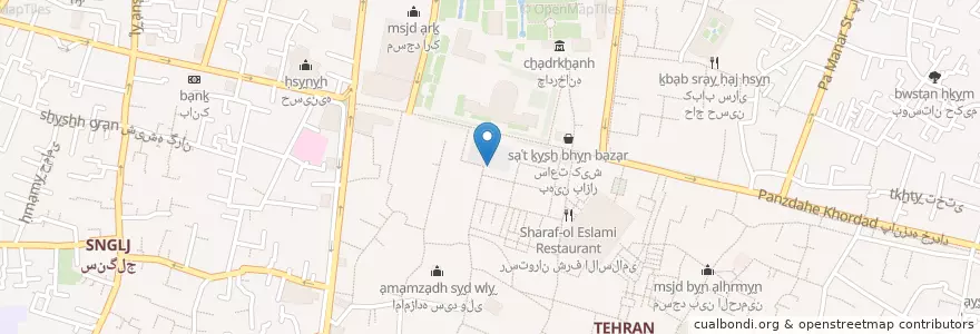 Mapa de ubicacion de صرافی سوین en إیران, طهران, مقاطعة طهران, طهران, بخش مرکزی شهرستان تهران.