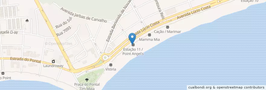 Mapa de ubicacion de Estação 11 / Point Angel's en البَرَازِيل, المنطقة الجنوبية الشرقية, ريو دي جانيرو, Região Metropolitana Do Rio De Janeiro, Região Geográfica Imediata Do Rio De Janeiro, Região Geográfica Intermediária Do Rio De Janeiro, ريو دي جانيرو.