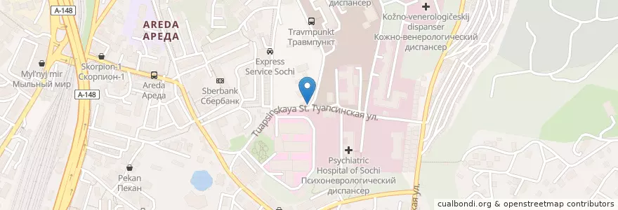 Mapa de ubicacion de SUN COFFEE en Russie, District Fédéral Du Sud, Kraï De Krasnodar, Городской Округ Сочи.