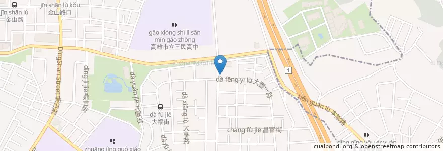Mapa de ubicacion de 火雞肉飯 en Taiwan, Kaohsiung, 三民區.