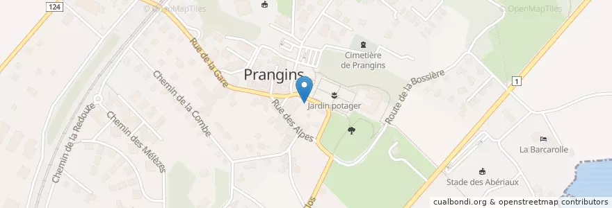 Mapa de ubicacion de Prangins - La Place en Suiza, Valdia, District De Nyon, Prangins.