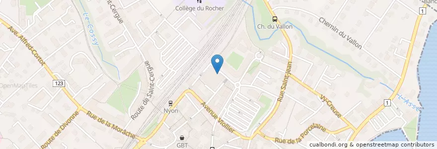 Mapa de ubicacion de Gare de Nyon en Switzerland, Vaud, District De Nyon, Nyon.