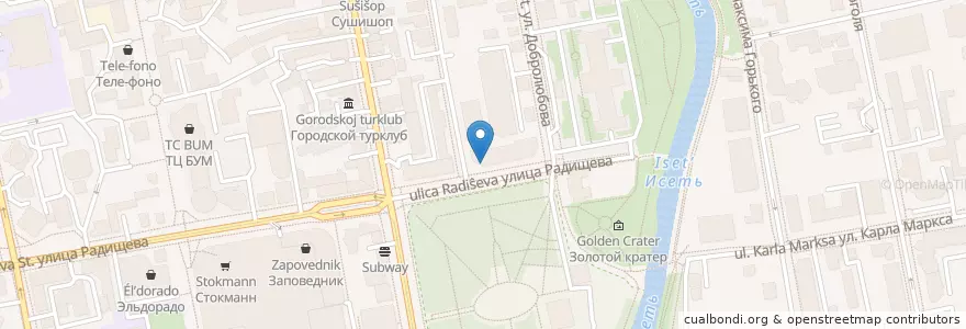 Mapa de ubicacion de Городские цветы en روسيا, منطقة فيدرالية أورالية, أوبلاست سفردلوفسك, بلدية يكاترينبورغ.