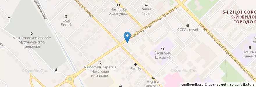 Mapa de ubicacion de Хуторок en روسيا, منطقة شمال القوقاز الفيدرالية, Дагестан, Городской Округ Махачкала.