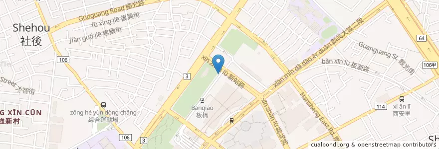 Mapa de ubicacion de 板橋車站 en Тайвань, Новый Тайбэй, 板橋區.
