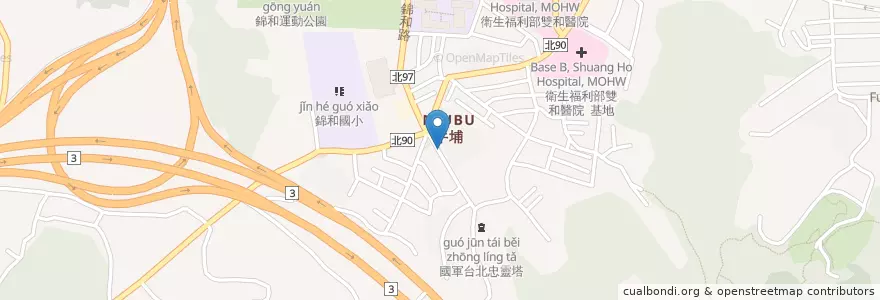 Mapa de ubicacion de 圓通錦和路口 en تايوان, تايبيه الجديدة, 中和區.