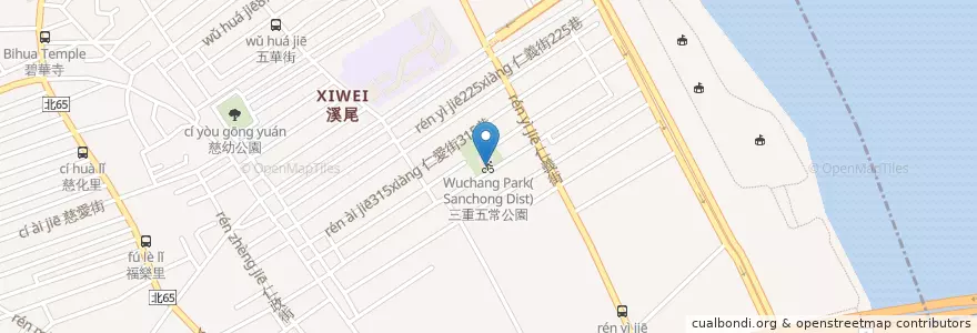 Mapa de ubicacion de 三重五常公園 en Taïwan, Nouveau Taipei.