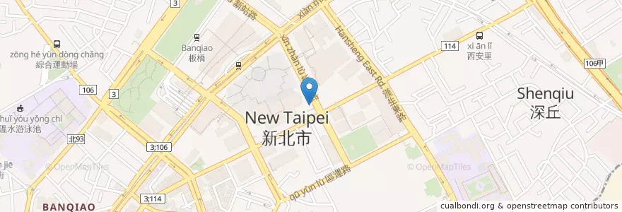 Mapa de ubicacion de 新北市政府(新站路) en تايوان, تايبيه الجديدة, 板橋區.