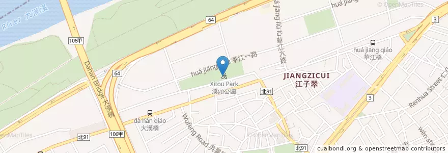 Mapa de ubicacion de 溪頭公園 en Taiwan, Nuova Taipei, Distretto Di Banqiao.