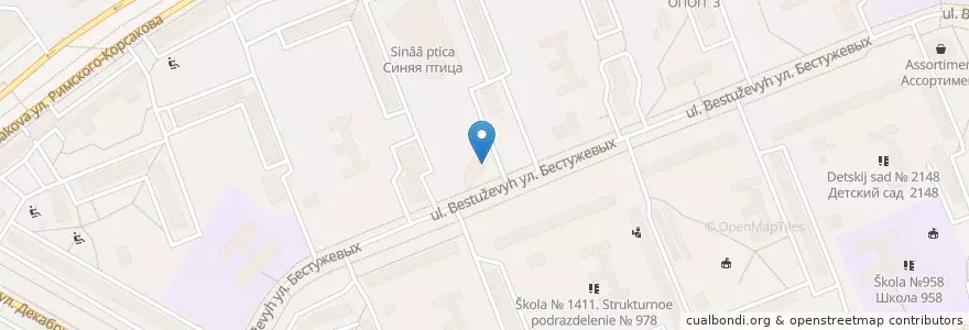 Mapa de ubicacion de Бестужевъ en Rússia, Distrito Federal Central, Москва, Северо-Восточный Административный Округ, Район Отрадное.