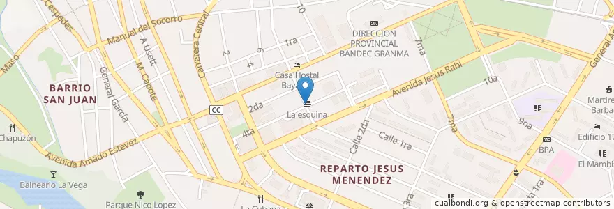 Mapa de ubicacion de La esquina en Cuba, Granma, Bayamo, Ciudad De Bayamo.