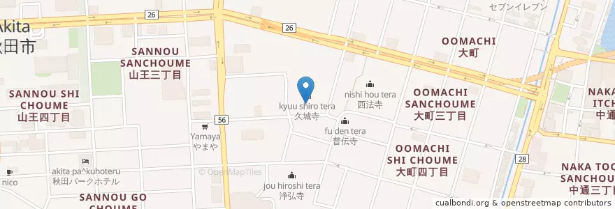 Mapa de ubicacion de 傅法寺 en 日本, 秋田県, 秋田市.