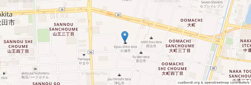 Mapa de ubicacion de 久城寺 en 日本, 秋田県, 秋田市.