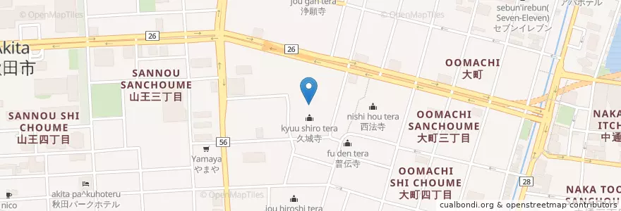 Mapa de ubicacion de 本妙寺 en 日本, 秋田県, 秋田市.