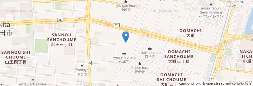 Mapa de ubicacion de 法華寺 en 日本, 秋田県, 秋田市.