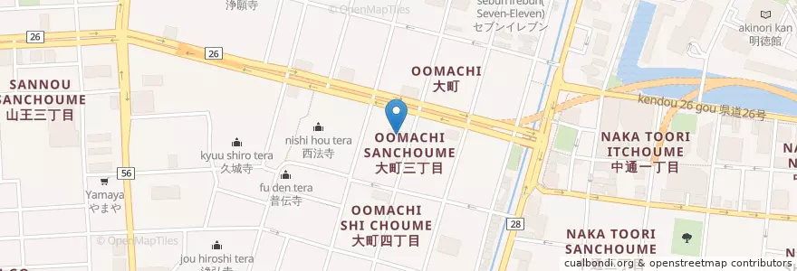 Mapa de ubicacion de 秋田大町郵便局 en 일본, 아키타현, 秋田市.