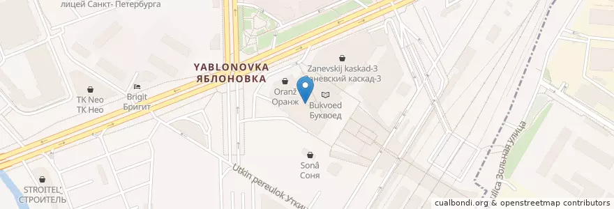 Mapa de ubicacion de Di Neve en Russie, District Fédéral Du Nord-Ouest, Oblast De Léningrad, Saint-Pétersbourg, Красногвардейский Район, Округ Малая Охта.