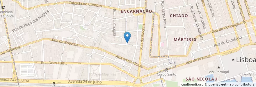 Mapa de ubicacion de Bar do Ricardo en 葡萄牙, Área Metropolitana De Lisboa, Lisboa, Grande Lisboa, 里斯本, Misericórdia.