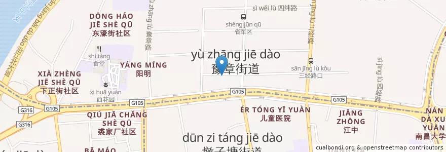 Mapa de ubicacion de 豫章街道办事处 en China, Jiangxi, Nanchang, 东湖区, 豫章街道.