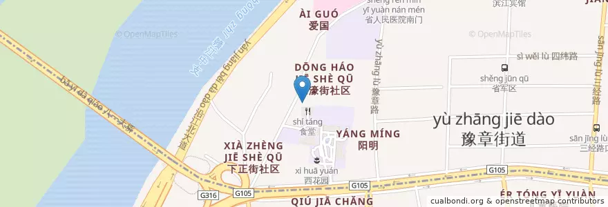 Mapa de ubicacion de 下正街社区卫生服务站 en الصين, جيانغشي, نانتشانغ, 东湖区, 豫章街道.