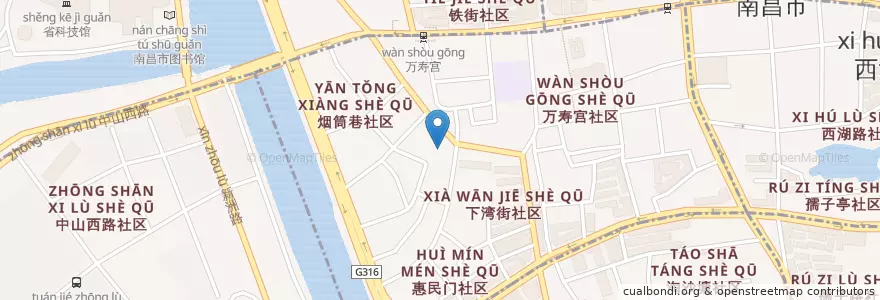 Mapa de ubicacion de 南昌市广润门街道办 en China, Jiangxi, 南昌市, 西湖区, 广润门街道.