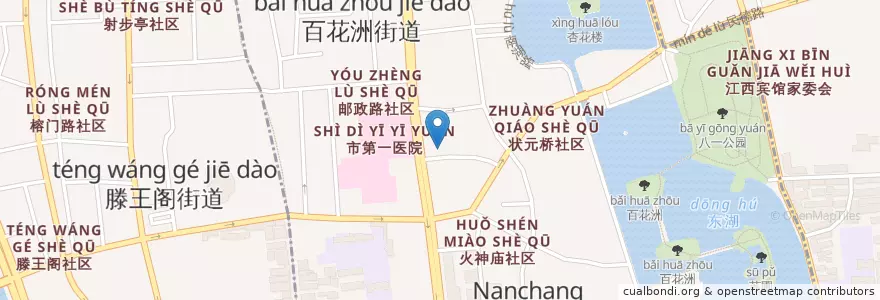 Mapa de ubicacion de 东湖区妇幼保健院 en China, Jiangxi, Nanchang, 东湖区, 百花洲街道.