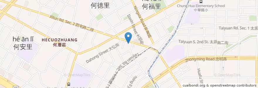 Mapa de ubicacion de 偈亭泡菜鍋 en 台湾, 台中市, 西屯区.