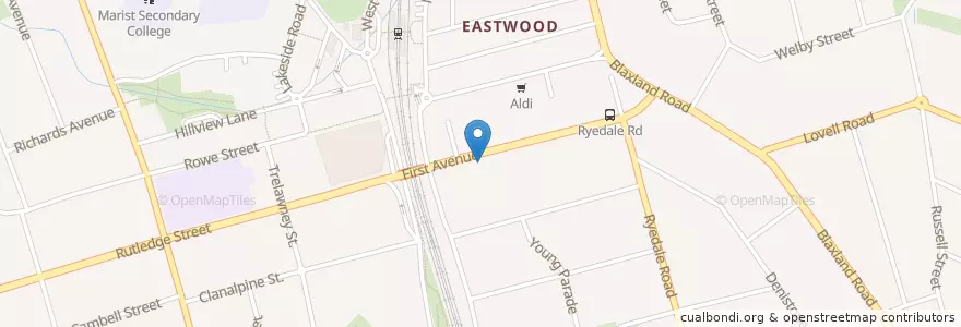 Mapa de ubicacion de Eastwood Baptist Church en Avustralya, New South Wales, Sydney, Council Of The City Of Ryde.
